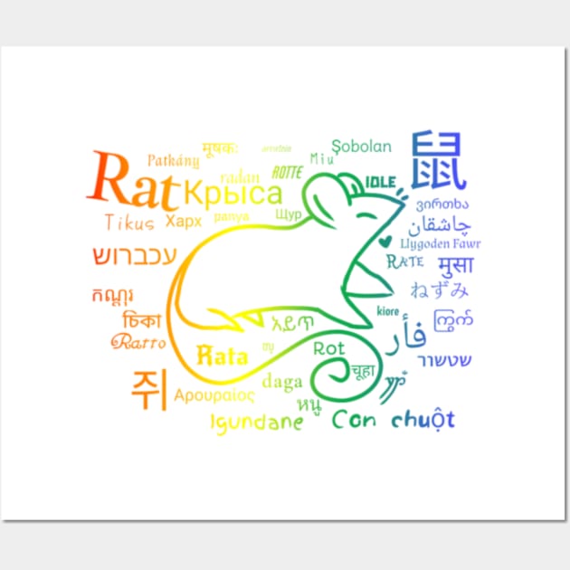 All the Languages of Rat (Black Version) T-Shirt Wall Art by Rad Rat Studios